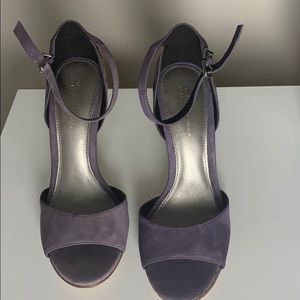 Purple evening heels with ankle straps